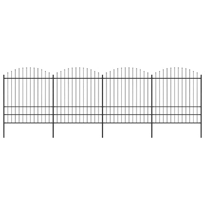 Gartenzaun mit Speerspitze Stahl 714,5 x 200 cm Schwarz