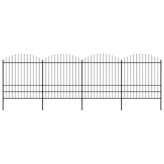 Gartenzaun mit Speerspitze Stahl 714,5 x 200 cm Schwarz