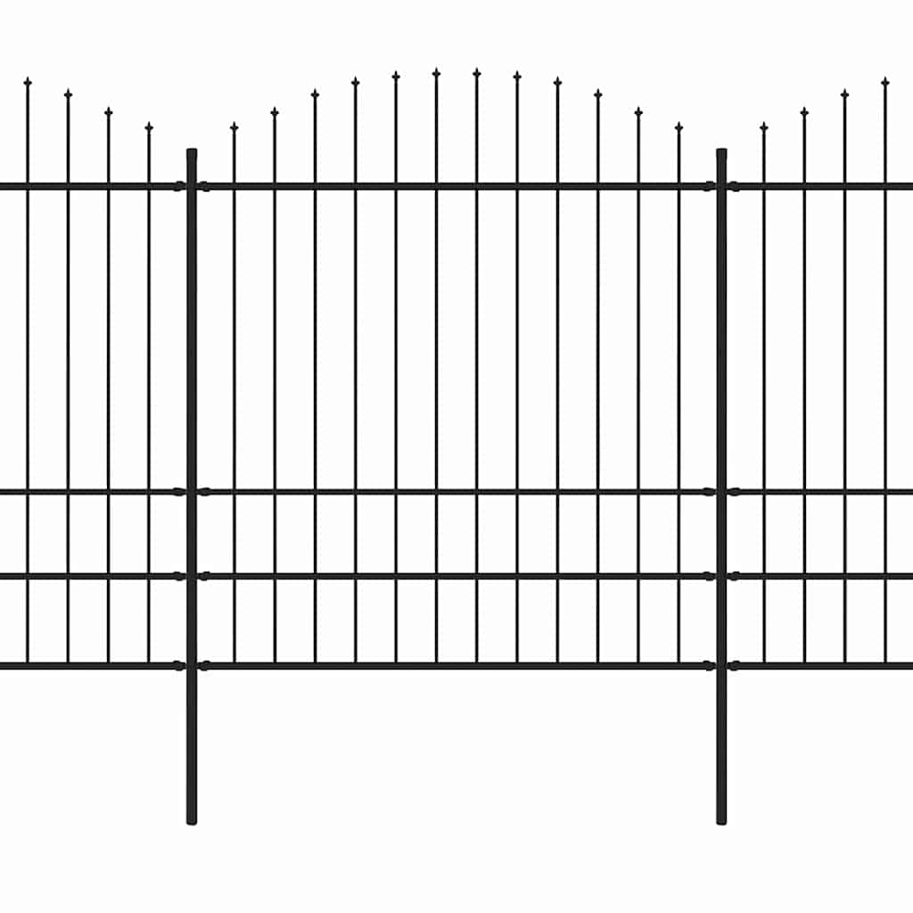 Gartenzaun mit Speerspitze Stahl 714,5 x 200 cm Schwarz
