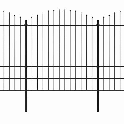 Gartenzaun mit Speerspitze Stahl 714,5 x 200 cm Schwarz