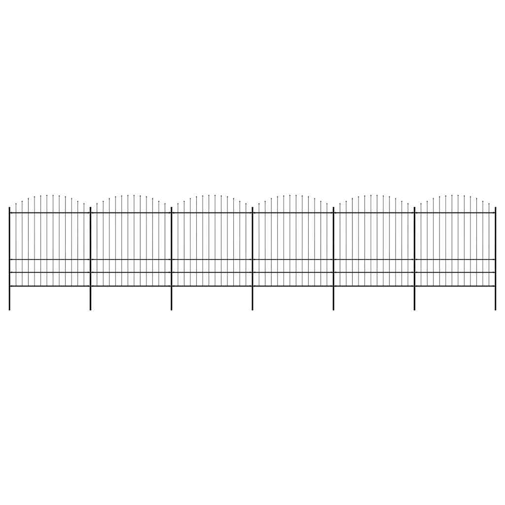 Gartenzaun mit Speerspitze Stahl 1070 x 200 cm Schwarz