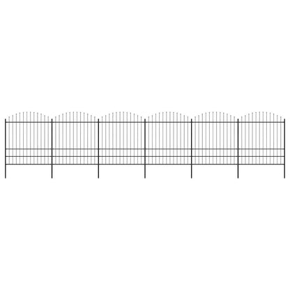 Gartenzaun mit Speerspitze Stahl 1070 x 200 cm Schwarz