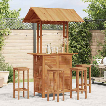 Outdoor-Bartisch mit Dach 113x106x217 cm Akazie Massivholz