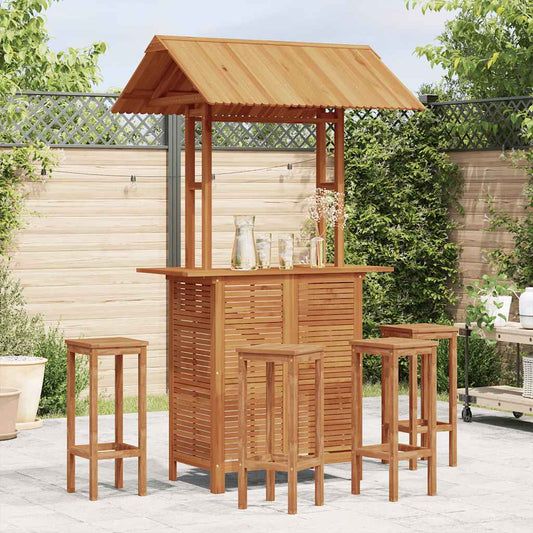 Outdoor-Bartisch mit Dach 113x106x217 cm Akazie Massivholz