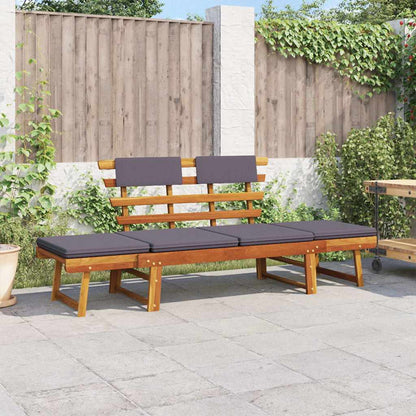 2-in-1 Gartenliege mit Auflage 190 cm Massivholz Akazie