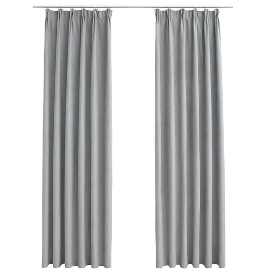 Verdunkelungsvorhänge mit Haken 2 Stk. Grau 140x225 cm