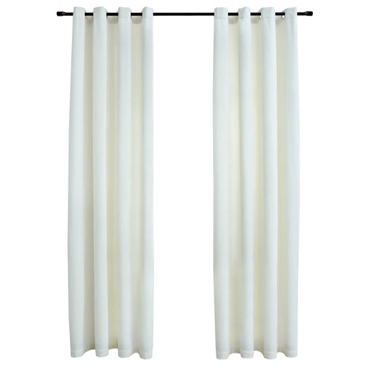Verdunkelungsvorhänge mit Ösen 2 Stk. Samt Creme 140x245 cm