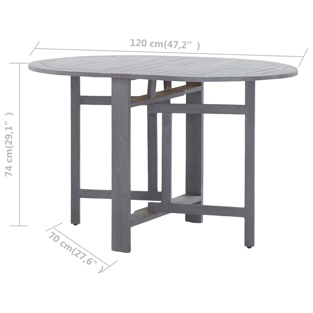 Gartentisch Grau 120x70x74 cm Massivholz Akazie