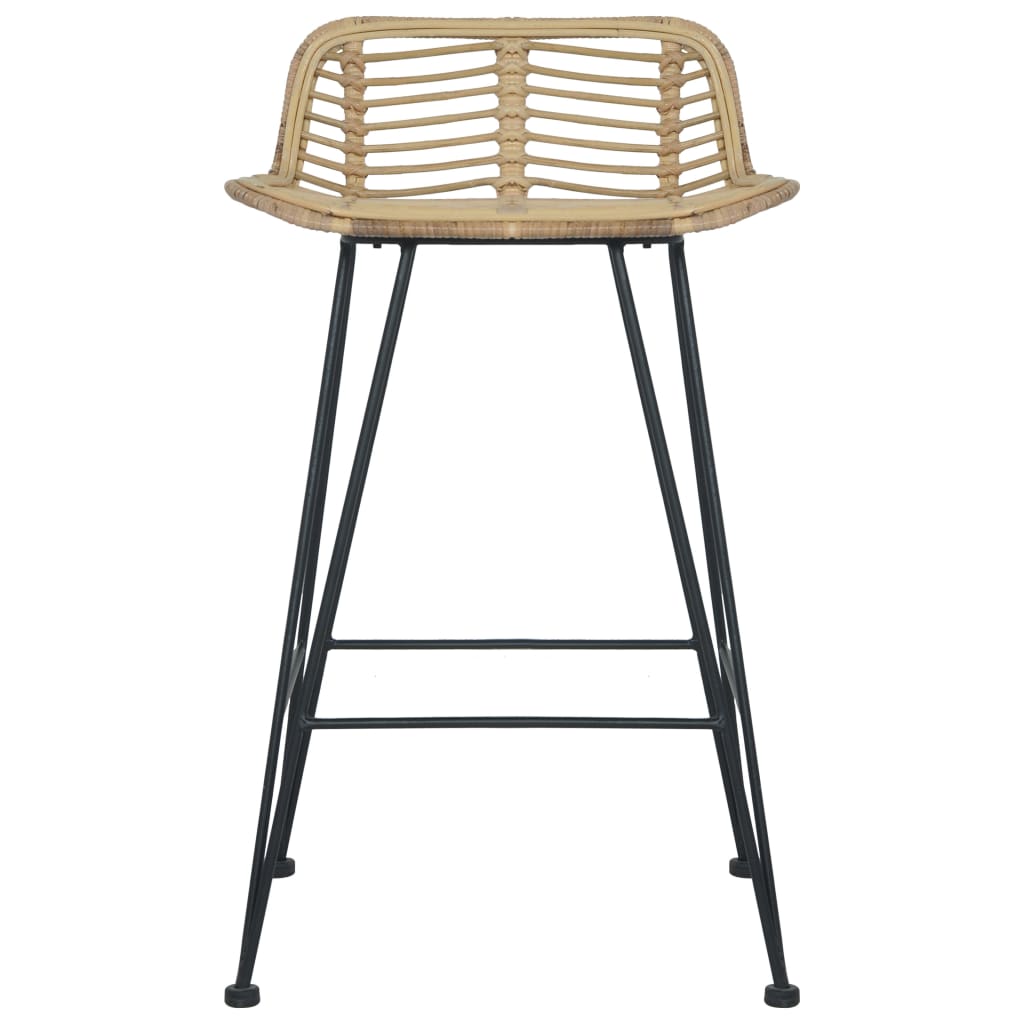 Barhocker 2 Stk. Rattan Natur