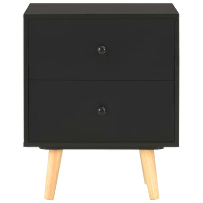 Nachttische 2 Stk. Schwarz 40 x 30 x 50 cm Kiefer Massivholz