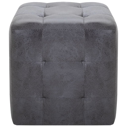 Pouf 2 Stk. Grau 30x30x30 cm Wildleder-Optik