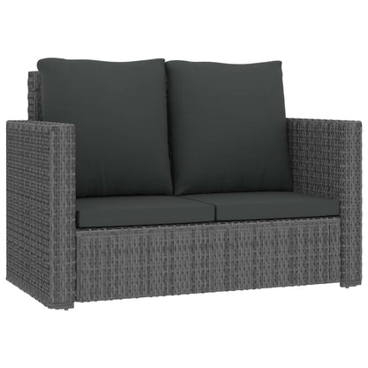 2-tlg. Garten-Lounge-Set mit Kissen Poly Rattan Grau