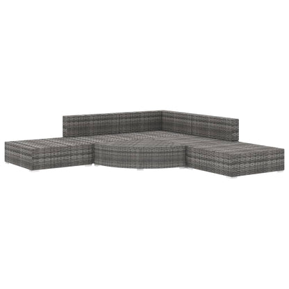 6-tlg. Garten-Lounge-Set mit Kissen Poly Rattan Grau
