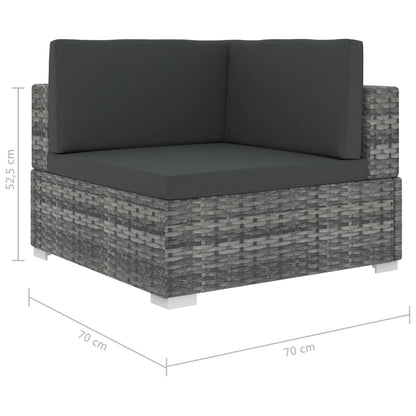 6-tlg. Garten-Lounge-Set mit Kissen Poly Rattan Grau