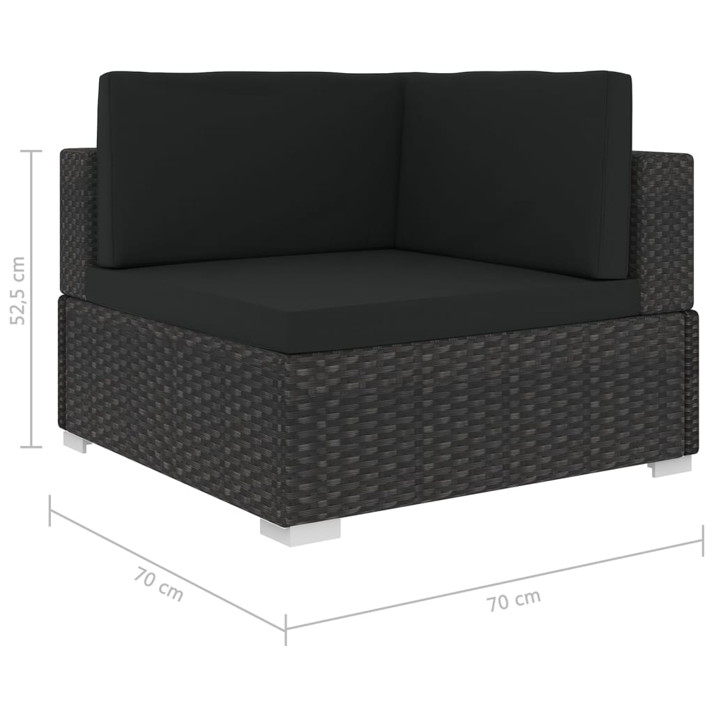 5-tlg. Garten-Lounge-Set mit Kissen Poly Rattan Schwarz