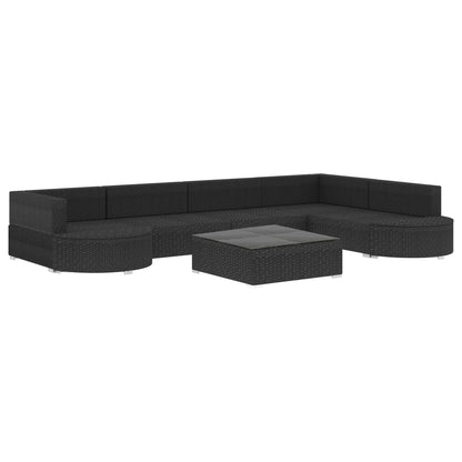 8-tlg. Garten-Lounge-Set mit Auflagen Poly Rattan Schwarz