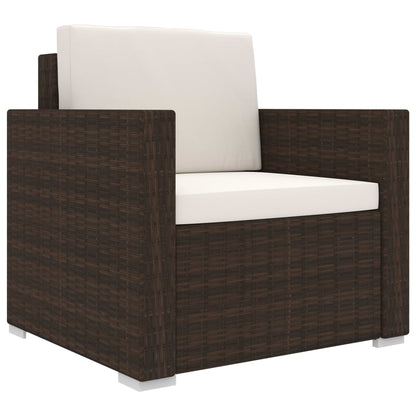 8-tlg. Garten-Lounge-Set mit Auflagen Poly Rattan Braun