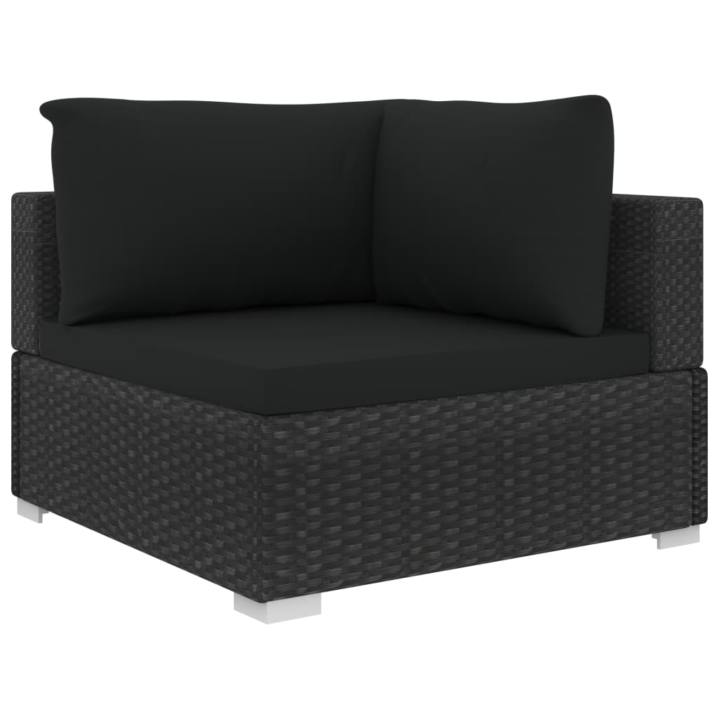 4-tlg. Garten-Lounge-Set mit Auflagen Poly Rattan Schwarz