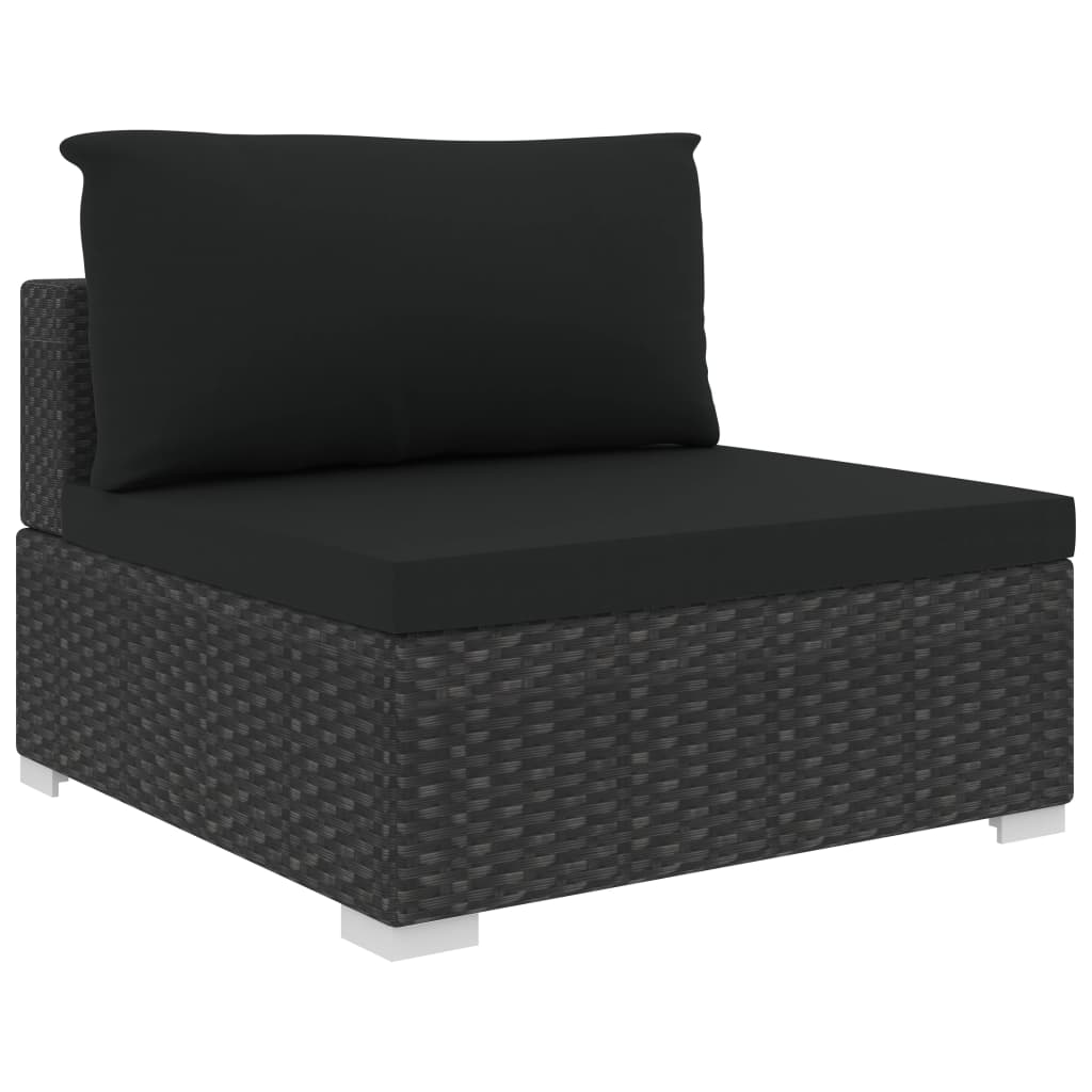 4-tlg. Garten-Lounge-Set mit Auflagen Poly Rattan Schwarz