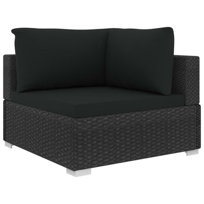 5-tlg. Garten-Lounge-Set mit Auflagen Poly Rattan Schwarz