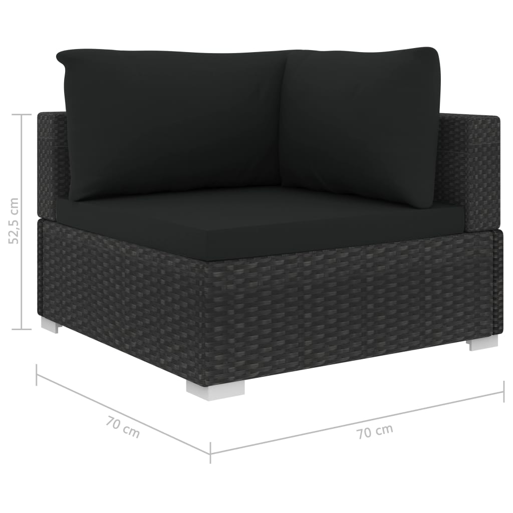 5-tlg. Garten-Lounge-Set mit Auflagen Poly Rattan Schwarz