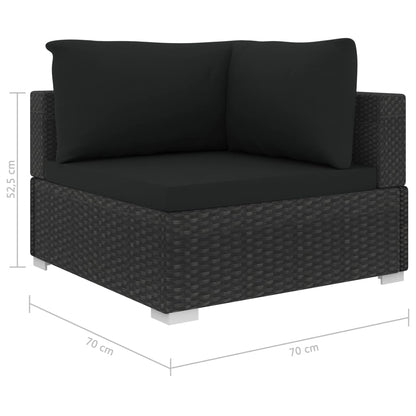 5-tlg. Garten-Lounge-Set mit Auflagen Poly Rattan Schwarz