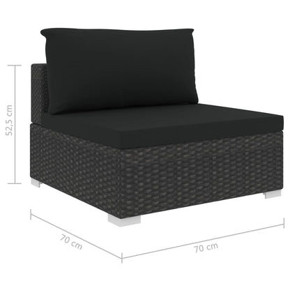 5-tlg. Garten-Lounge-Set mit Auflagen Poly Rattan Schwarz