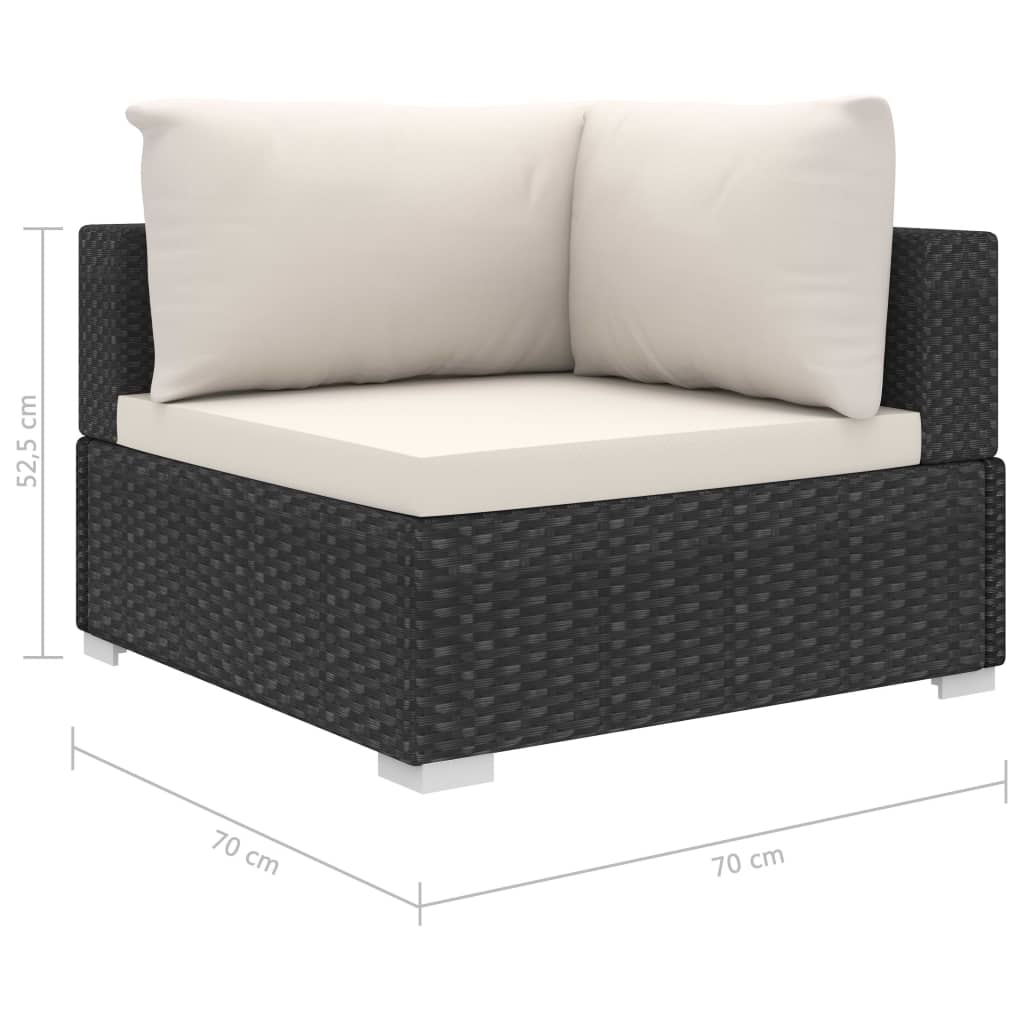 9-tlg. Garten-Lounge-Set mit Auflagen Poly Rattan Schwarz