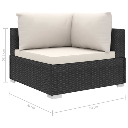 9-tlg. Garten-Lounge-Set mit Auflagen Poly Rattan Schwarz