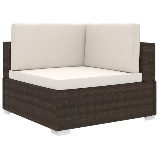 Modular-Sofa-Eckteil 1 Stk. + Auflagen Poly Rattan Braun
