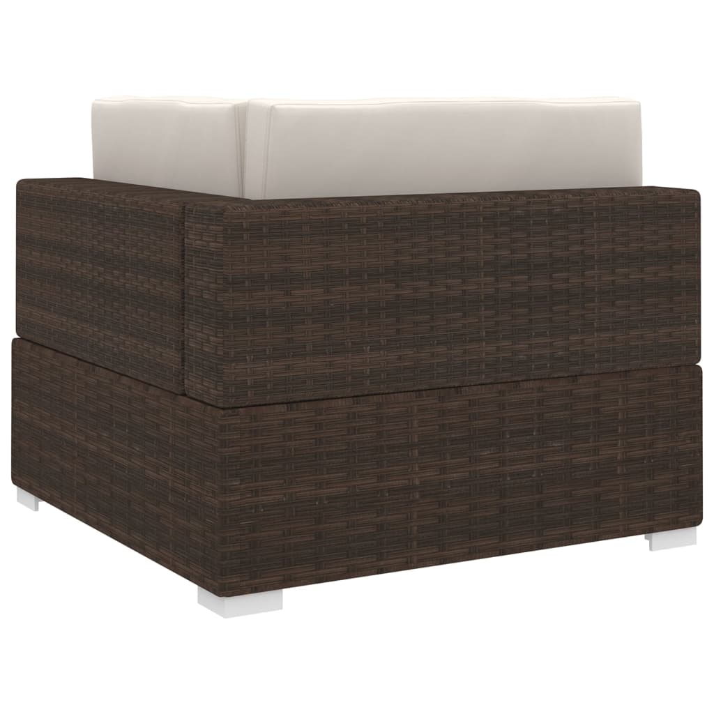 Modular-Sofa-Eckteil 1 Stk. + Auflagen Poly Rattan Braun
