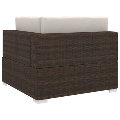 Modular-Sofa-Eckteil 1 Stk. + Auflagen Poly Rattan Braun