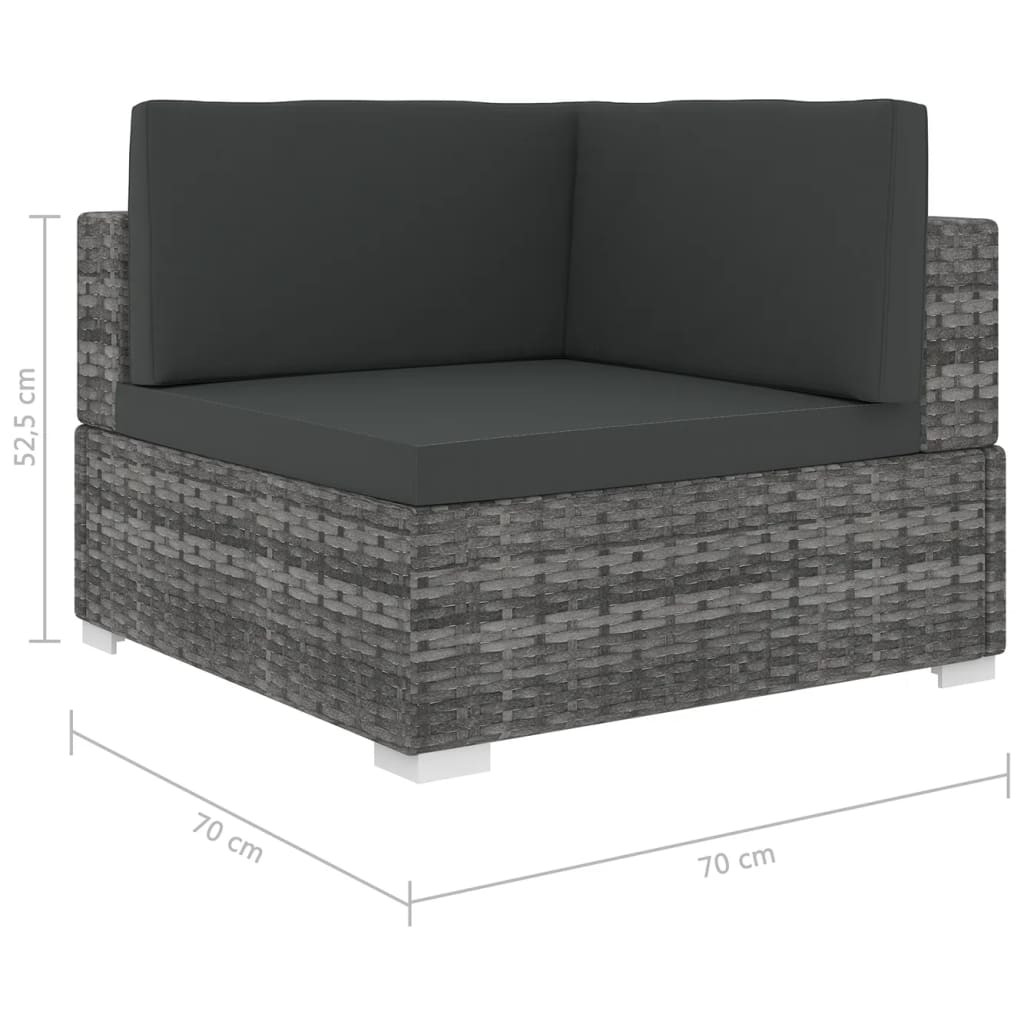 Modular-Sofa-Eckteil 1 Stk. + Auflagen Poly Rattan Grau