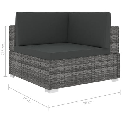 Modular-Sofa-Eckteil 1 Stk. + Auflagen Poly Rattan Grau