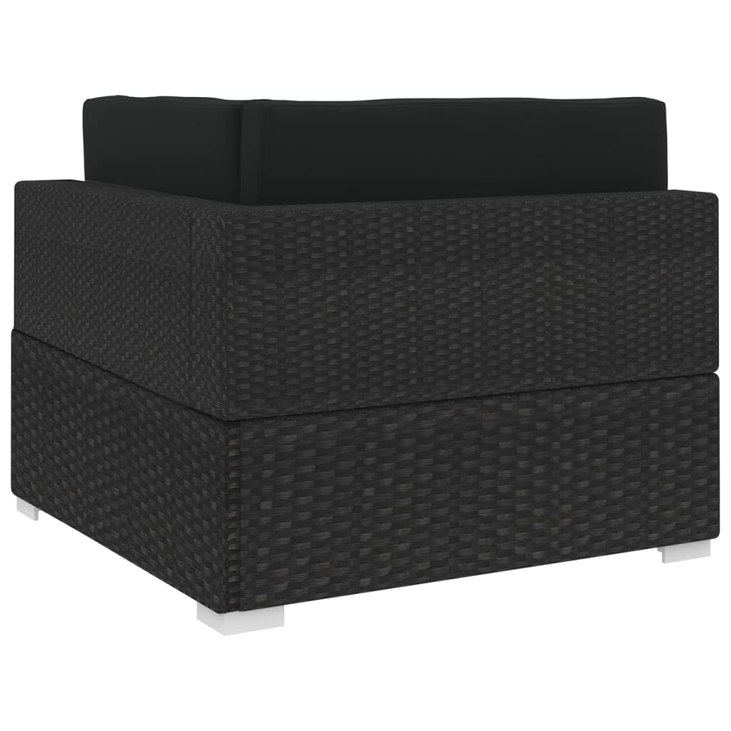 Modular-Sofa-Eckteil 1 Stk. + Auflagen Poly Rattan Schwarz