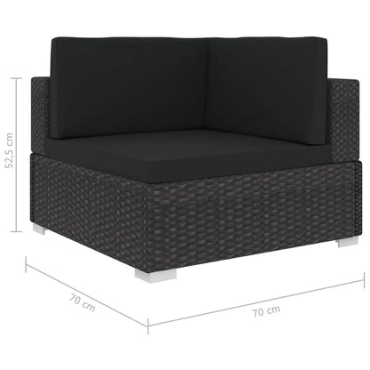 Modular-Sofa-Eckteil 1 Stk. + Auflagen Poly Rattan Schwarz