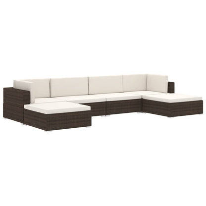 Modular-Fußhocker 1 Stk. + Auflagen Poly Rattan Braun