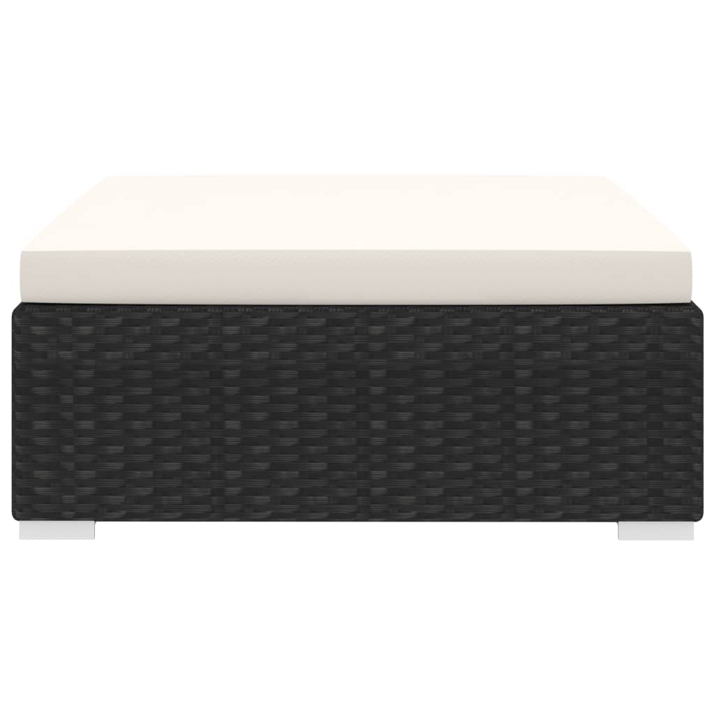 Modular-Fußhocker 1 Stk. + Auflagen Poly Rattan Schwarz