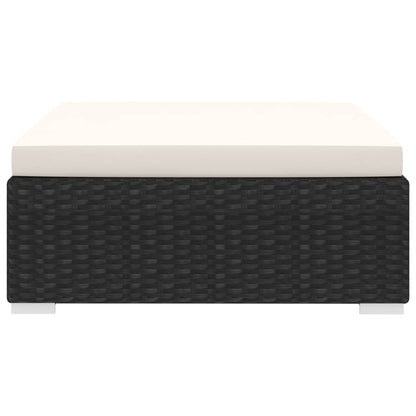 Modular-Fußhocker 1 Stk. + Auflagen Poly Rattan Schwarz