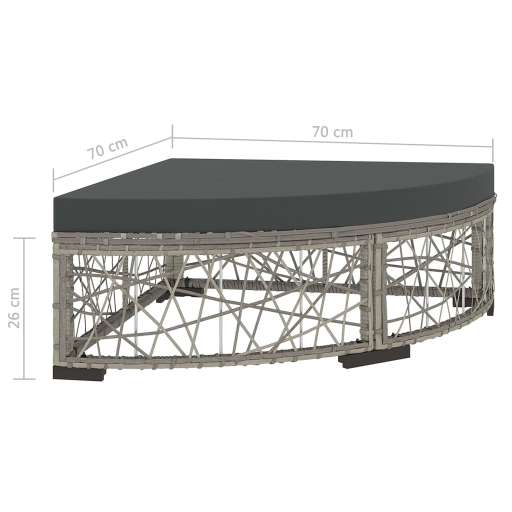 6-tlg. Garten-Lounge-Set mit Kissen Poly Rattan Grau