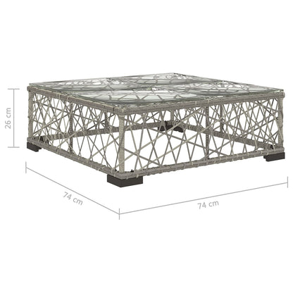 5-tlg. Garten-Lounge-Set mit Kissen Poly Rattan Grau