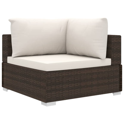 10-tlg. Garten-Lounge-Set mit Auflagen Poly Rattan Braun