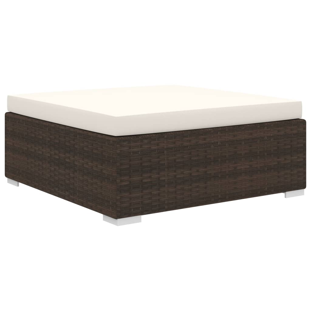10-tlg. Garten-Lounge-Set mit Auflagen Poly Rattan Braun