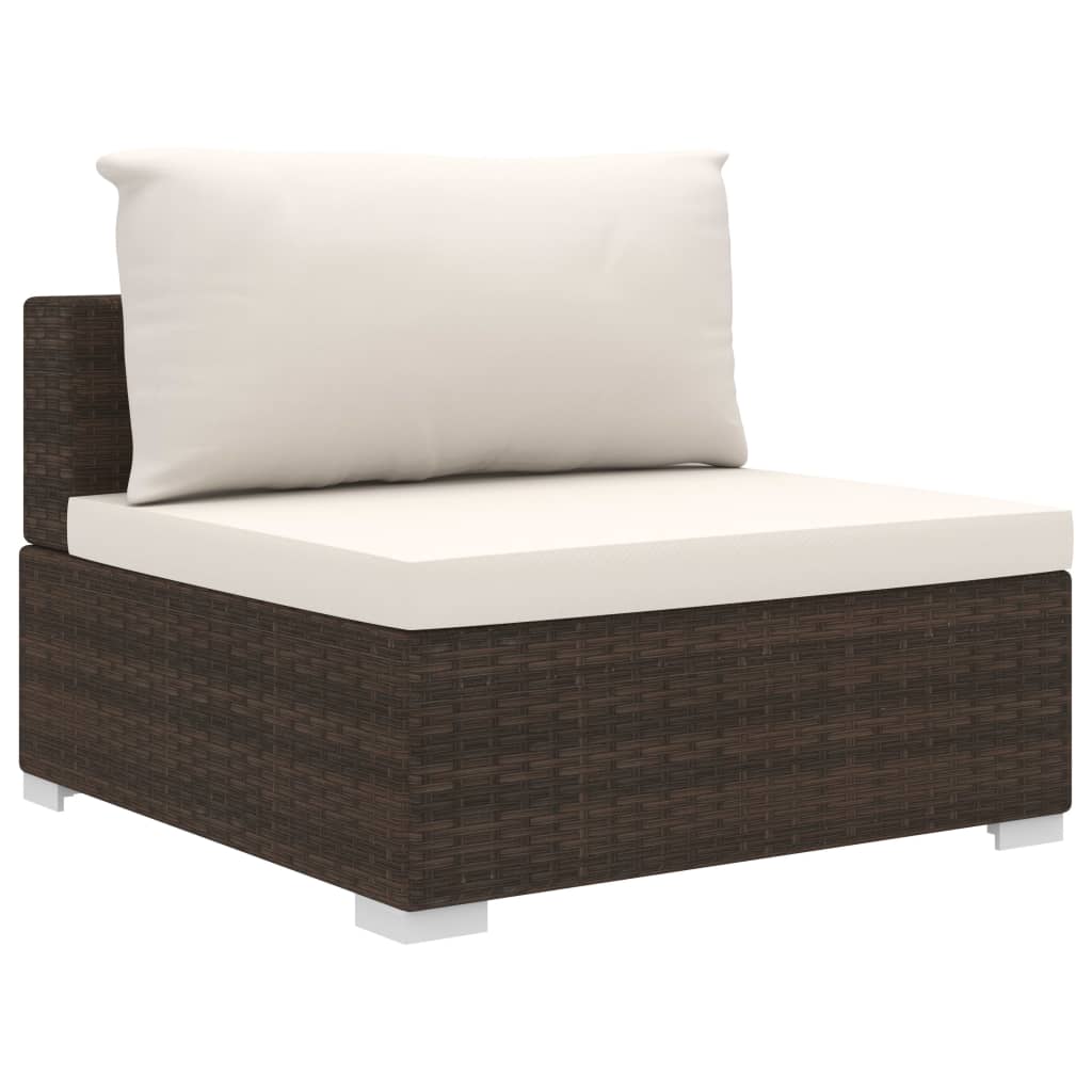 10-tlg. Garten-Lounge-Set mit Auflagen Poly Rattan Braun