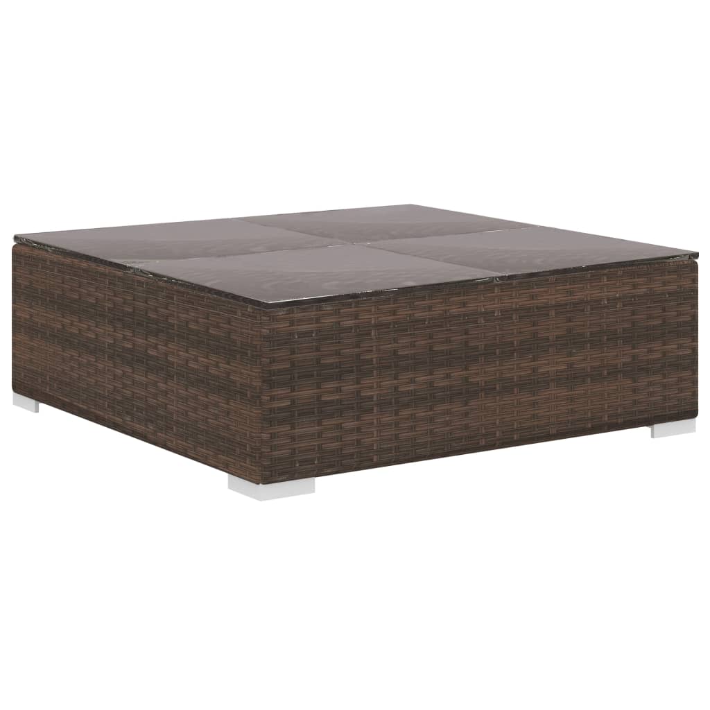 10-tlg. Garten-Lounge-Set mit Auflagen Poly Rattan Braun