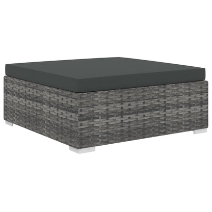 10-tlg. Garten-Lounge-Set mit Auflagen Poly Rattan Grau