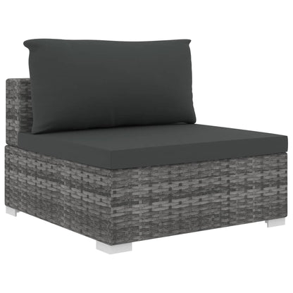 10-tlg. Garten-Lounge-Set mit Auflagen Poly Rattan Grau