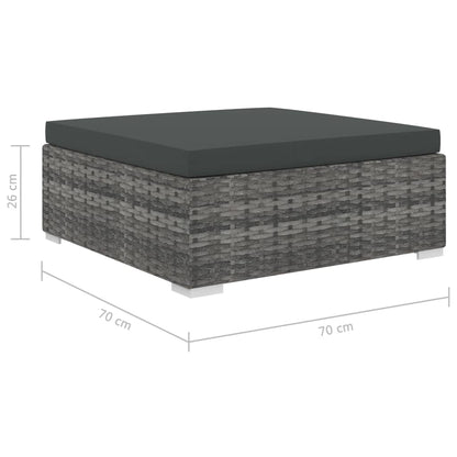 10-tlg. Garten-Lounge-Set mit Auflagen Poly Rattan Grau