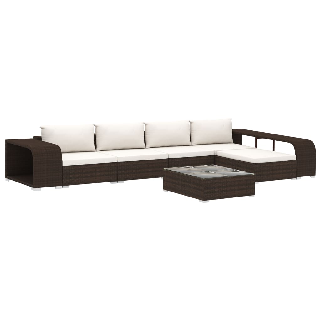 8-tlg. Garten-Lounge-Set mit Auflagen Poly Rattan Braun