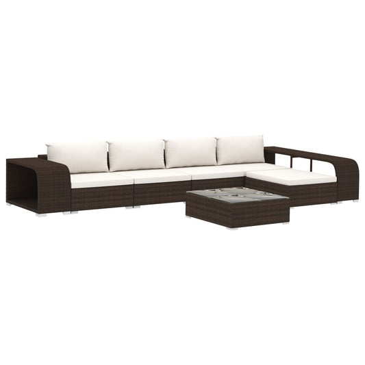 8-tlg. Garten-Lounge-Set mit Auflagen Poly Rattan Braun